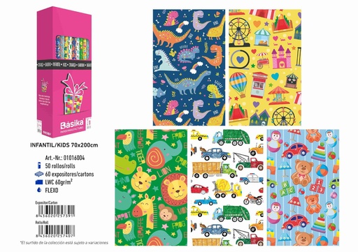 [162825739] Papel de regalo rollo infantil 70*200 cm - Material de envoltura