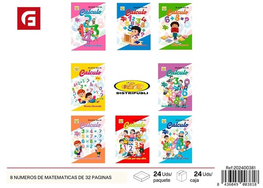 [202400381] Libro de 8 números de matemáticas 32 páginas - Material escolar y libros educativos