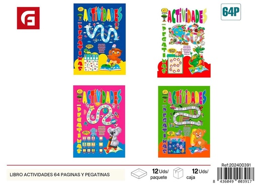 [202400391] Libro de actividades con 64 páginas y pegatinas para educación y diversión