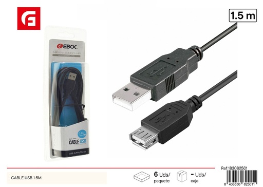 [183082501] Cable USB 1.5M para conexión de dispositivos electrónicos