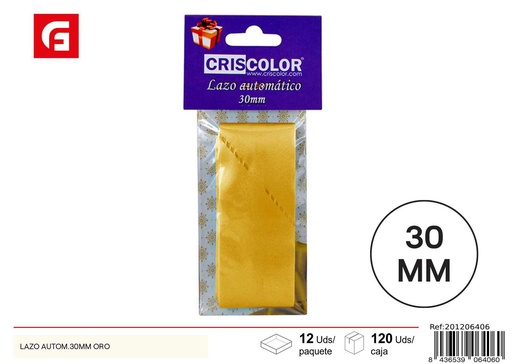 [201206406] Lazo automático 30 mm oro - Regalos y lazos decorativos
