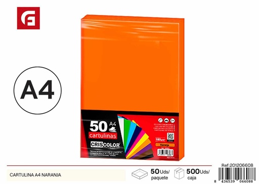 [201206608] CARTULINA A4 NARANJA - Papelería y manualidades