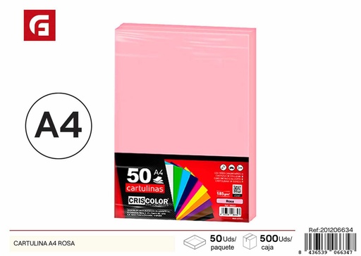 [201206634] Cartulina A4 rosa - Papel para manualidades  