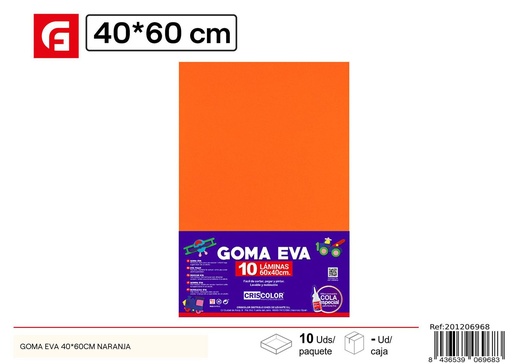 [201206968] Goma EVA 40x60cm naranja para manualidades y proyectos creativos