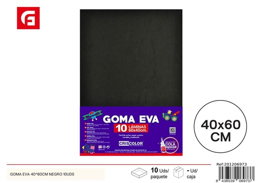 [201206973] Goma EVA 40*60 cm negro 10 uds - Manualidades y goma EVA