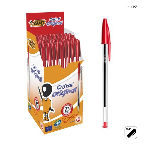 [A000186] Bolígrafo BIC Original Rojo Caja de 50 unidades - Artículos de papelería y escritura