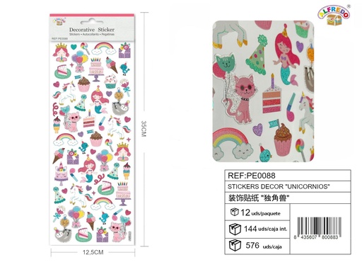 [PE0088] Pegatinas decorativas "Unicornios" 12.5x35cm - Decoraciones infantiles