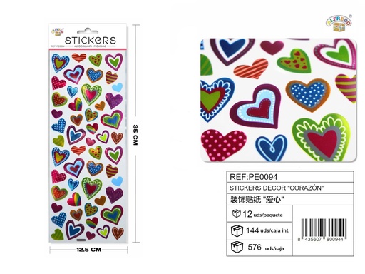 [PE0094] Pegatinas decorativas "Corazón" 12.5x35cm - Decoraciones infantiles
