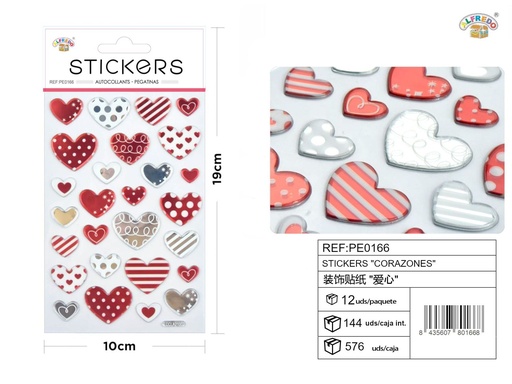 [PE0166]  Pegatinas "corazones" 10X19CM, decoración infantil
