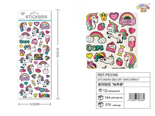[PE0386] Pegatinas decorativas "Unicornio" 12.5x34.5cm - Decoraciones infantiles