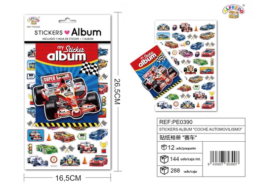 [PE0390] Stickers álbum "Coche automovilismo" 16.5x26.5cm - Albumes de stickers