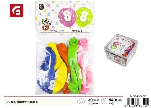 [164988315] Globos impresos pack de 5 para fiestas