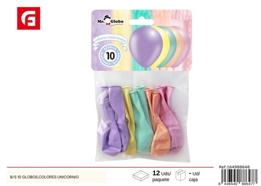 [164988648] GLOBOS B/S 10 colores unicornio - Artículos de fiesta