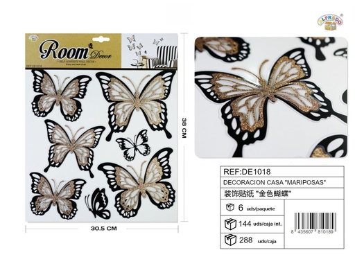 [DE1018] decoración de casa "mariposas doradas" 30.5x38 cm - Accesorios decorativos