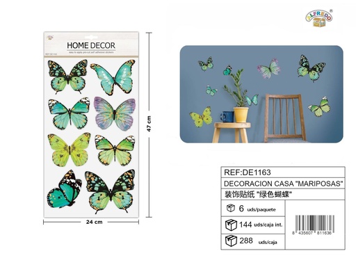 [DE1163] Decoración de casa "Mariposas" 24X47,5CM - Accesorios decorativos 