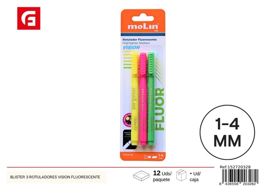 [152720328] Roladores vision fluorescente blister 3 - Papelería