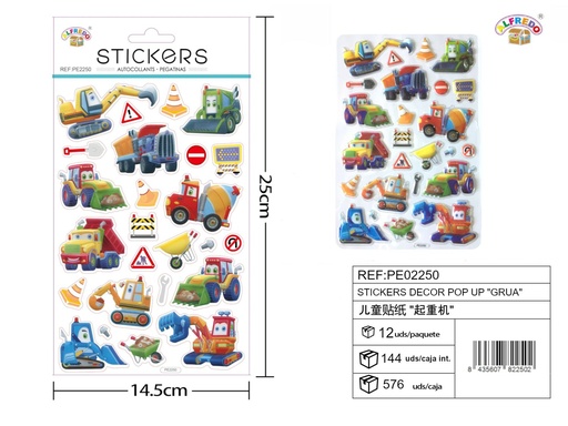 [PE2250] Stickers decorativos "Grúa" 14.5x25cm - Decoración infantil