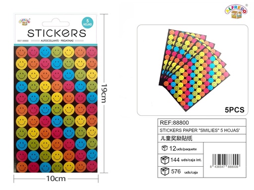 [88800] Stickers de papel "Smilies" 5 hojas 10x19cm para manualidades y scrapbooking