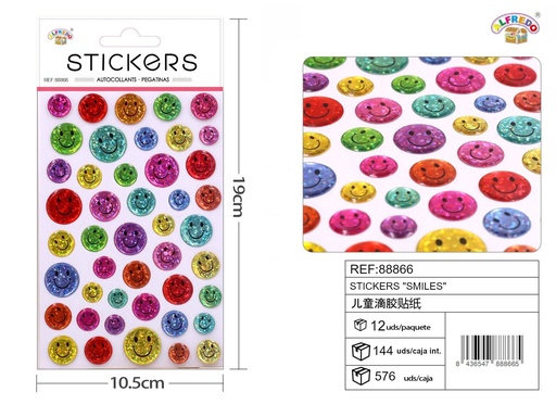 [88866] Stickers de Sonrisas 10x19 cm - Pegatinas divertidas para niños