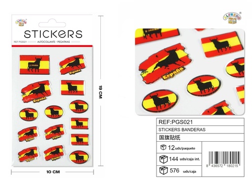 [PGS021] Stickers "Banderas" 10x19cm para manualidades y colección internacional