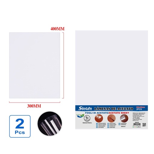 [689430] Láminas de acetato 2 pcs 30x40 PVC - Manualidades y papelería