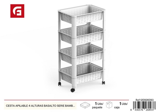 [120926093] Cesta apilable 4 alturas basalto serie Bamboo - Organización del hogar