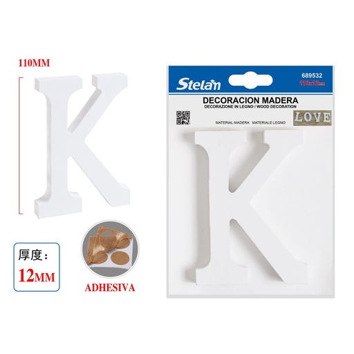 [689532] Letras grandes de madera K 11cm - Decoración de madera