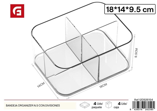 [120926154] Bandeja organizadora N.5 con divisiones - Utensilios del hogar