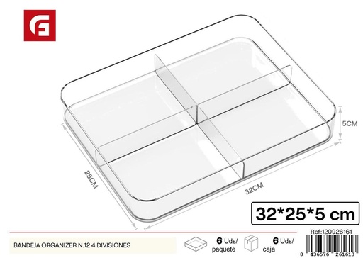 [120926161] Bandeja organizadora n.12 4 divisiones - Organizadores plásticos