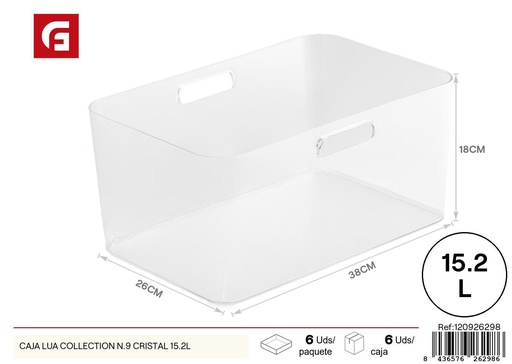 [120926298] Caja LUA collection n.9 cristal 15.2L - Plásticos del hogar y organización