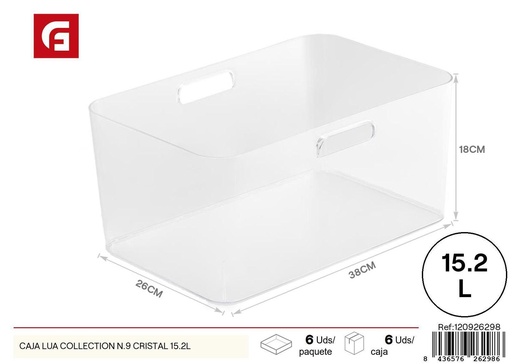 [120926298] Caja de plástico LUA colección N.9 cristal 15.2L - Organizadores