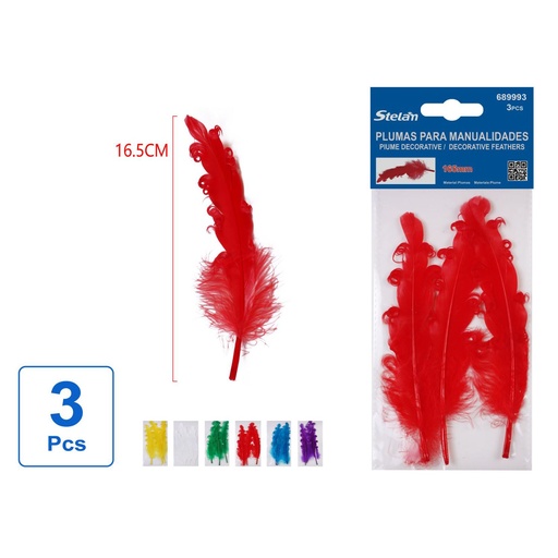 [689993] Plumas de ganso 3pc para manualidades y proyectos artísticos