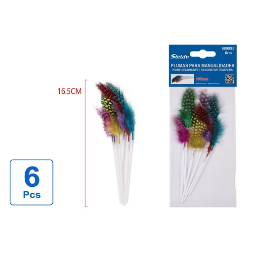 [689995] Plumas para manualidades 6pcs - Manualidades