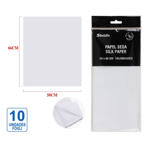 [999194] Papel seda blanco 50x66cm (10u) - Materiales de manualidades