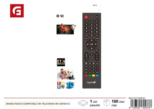 [167169237] Mando nuevo compatible con televisión OKI OKI-59 para control remoto