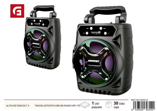 [167169312] Altavoz Digivolt 3" TWS/Bluetooth/USB/SD/Radio HIFI-75 para música portátil