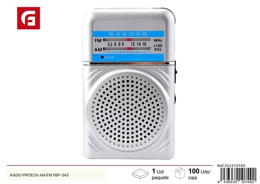 [352310749] Radio Pritech AM/FM modelo PBP-243 para música y noticias