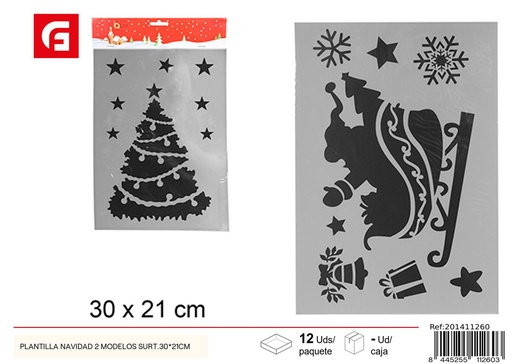 [201411260] Plantilla navidad 2 modelos surt. 30x21cm - Decoraciones navideñas