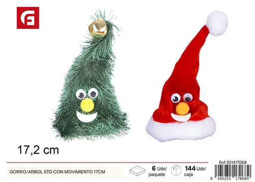 [201417068] Gorro de Navidad para árbol o persona con movimiento 17cm