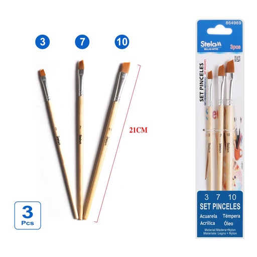 [864969] Set de pinceles 3 piezas para pintura y manualidades