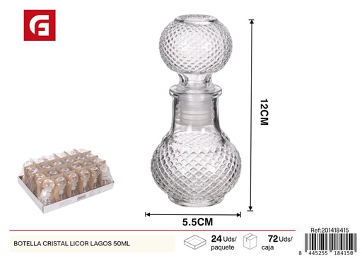 [201418415] Botella de cristal para licor Lagos 50ml para almacenamiento