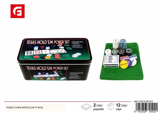 [939102] Chips de póker 200 pcs 24x11.4x11 cm - Juegos de mesa