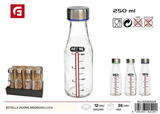 [200902529] Botella medidora Luca 2520ml de vidrio para medir y almacenar líquidos