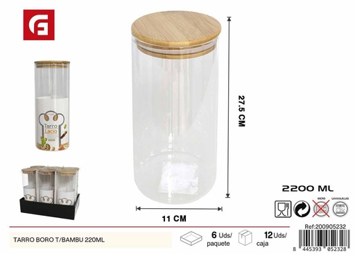[200905232] Tarros de boro T/Bambu 220ml - Tarros de vidrio y cerámica
