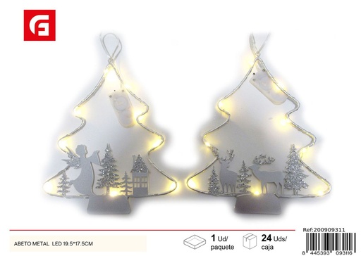 [200909311] Árbol de Navidad metálico con luces LED 19.5x17.5cm para decoración