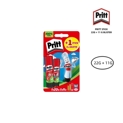 [A000449] Barra de pegamento Pritt Stick 22g + 11g - Material de oficina y artículos de papelería