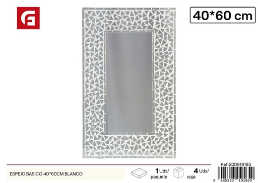 [200919185] Espejo básico 40x60cm blanco - Decoración del hogar