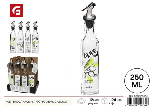 [200922561] Aceitera con tapa antigoteo 250 ml Cazorla - Utensilios de cocina