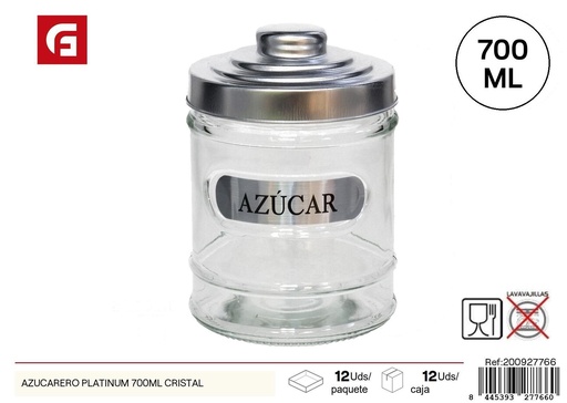[200927766] Azucarero Platinum 700ml de vidrio - Saleros y azucareros