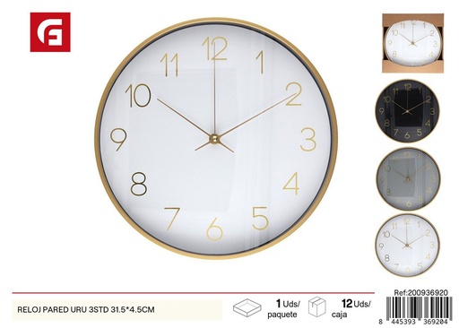 [200936920] Reloj de pared Uru 3STD 31.5*4.5cm para decoración